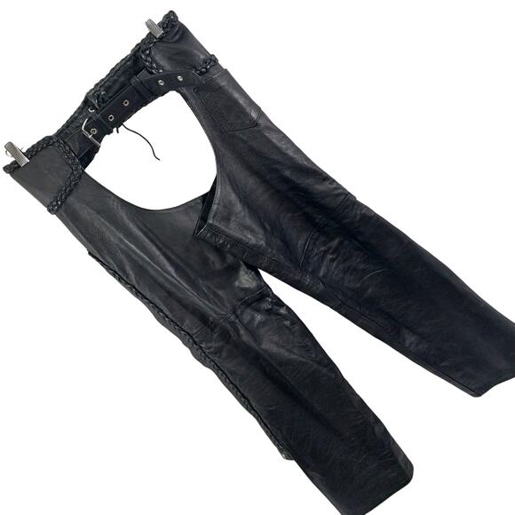 Hudson Leather Other - HUDSON LEATHER! BLACK GENUINE LEATHER, HEAVY DUTY BRAIDED DETAIL CHAPS! SZ XL